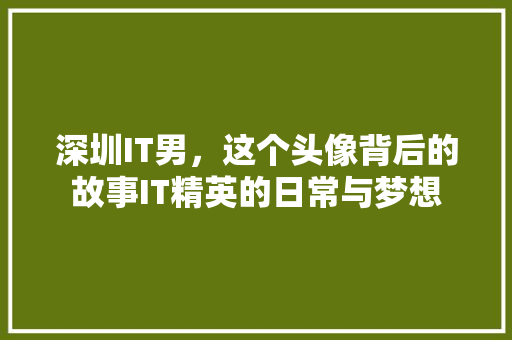 深圳IT男，这个头像背后的故事IT精英的日常与梦想 必应SEO