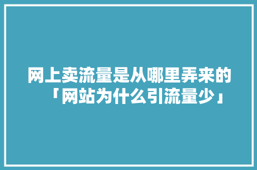 网上卖流量是从哪里弄来的「网站为什么引流量少」 网上卖流量是从哪里弄来的「网站为什么引流量少」 神马SEO