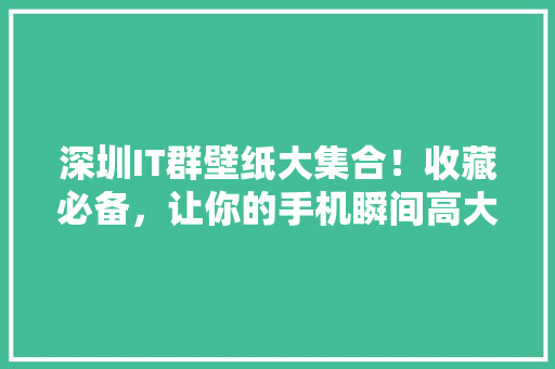 深圳IT群壁纸大集合！收藏必备，让你的手机瞬间高大上