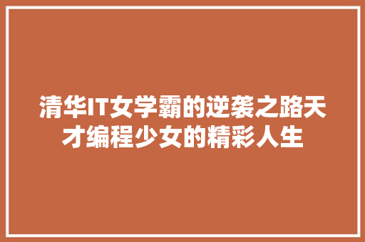 清华IT女学霸的逆袭之路天才编程少女的精彩人生 必应SEO