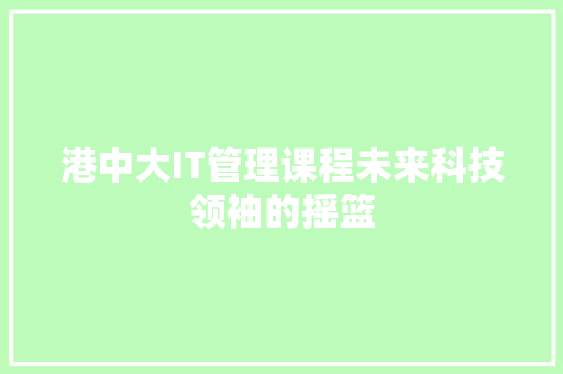港中大IT管理课程未来科技领袖的摇篮 必应SEO