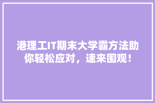 港理工IT期末大学霸方法助你轻松应对，速来围观！ GoogleSEO