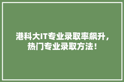 港科大IT专业录取率飙升，热门专业录取方法！ 必应SEO