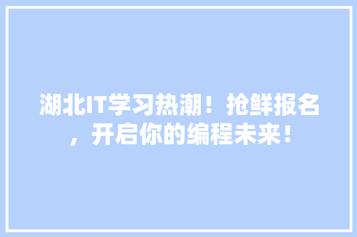 湖北IT学习热潮！抢鲜报名，开启你的编程未来！ 搜狗SEO