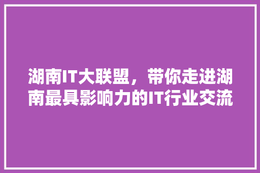 湖南IT大联盟，带你走进湖南最具影响力的IT行业交流平台！