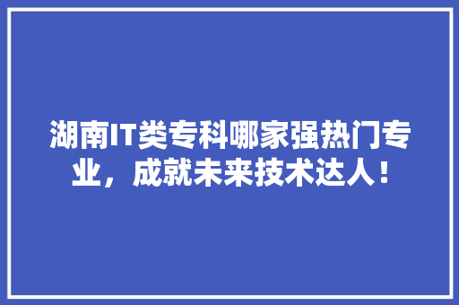 湖南IT类专科哪家强热门专业，成就未来技术达人！