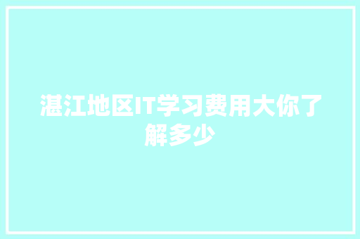 湛江地区IT学习费用大你了解多少 必应SEO