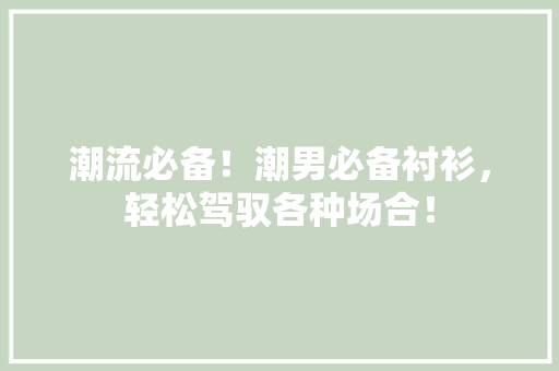 潮流必备！潮男必备衬衫，轻松驾驭各种场合！ GoogleSEO