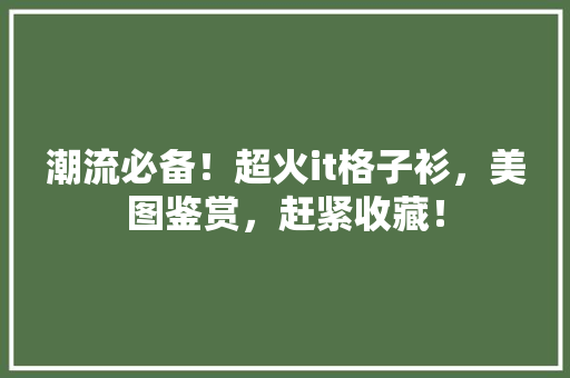 潮流必备！超火it格子衫，美图鉴赏，赶紧收藏！ 神马SEO