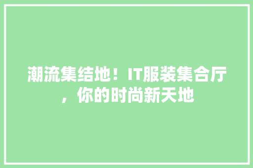 潮流集结地！IT服装集合厅，你的时尚新天地 百度SEO