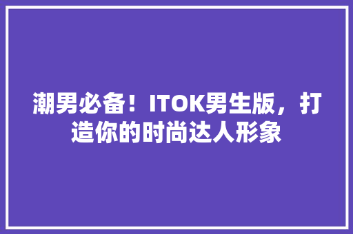 潮男必备！ITOK男生版，打造你的时尚达人形象 必应SEO