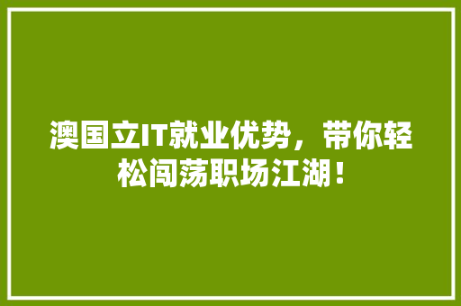 澳国立IT就业优势，带你轻松闯荡职场江湖！ 百度SEO