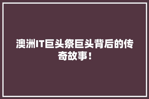 澳洲IT巨头祭巨头背后的传奇故事！ 搜狗SEO
