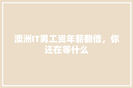 澳洲IT男工资年薪翻倍，你还在等什么 神马SEO