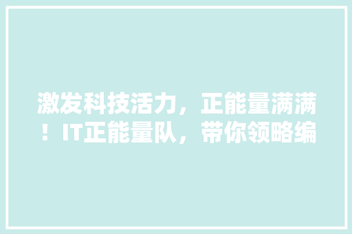 激发科技活力，正能量满满！IT正能量队，带你领略编程之美！ 神马SEO