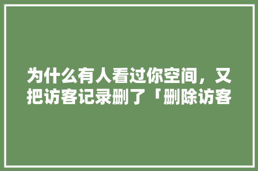 为什么有人看过你空间，又把访客记录删了「删除访客记录为什么需要黄钻」 为什么有人看过你空间，又把访客记录删了「删除访客记录为什么需要黄钻」 必应SEO