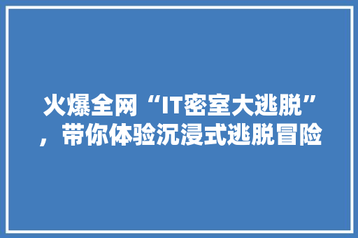 火爆全网“IT密室大逃脱”，带你体验沉浸式逃脱冒险！