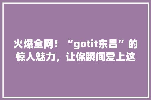 火爆全网！“gotit东昌”的惊人魅力，让你瞬间爱上这个品牌！ 必应SEO