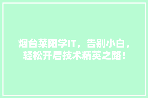 烟台莱阳学IT，告别小白，轻松开启技术精英之路！ 必应SEO