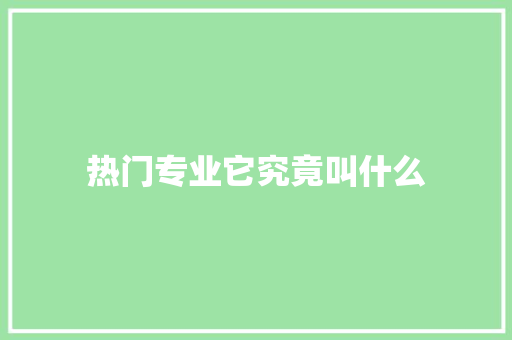 热门专业它究竟叫什么 神马SEO