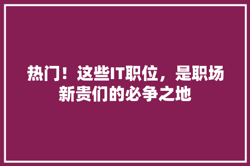 热门！这些IT职位，是职场新贵们的必争之地 必应SEO