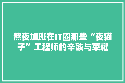 熬夜加班在IT圈那些“夜猫子”工程师的辛酸与荣耀 GoogleSEO