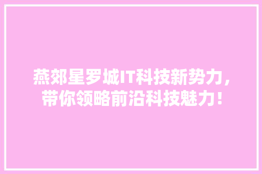 燕郊星罗城IT科技新势力，带你领略前沿科技魅力！ 搜狗SEO