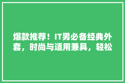 爆款推荐！IT男必备经典外套，时尚与适用兼具，轻松打造潮流形象！ 神马SEO
