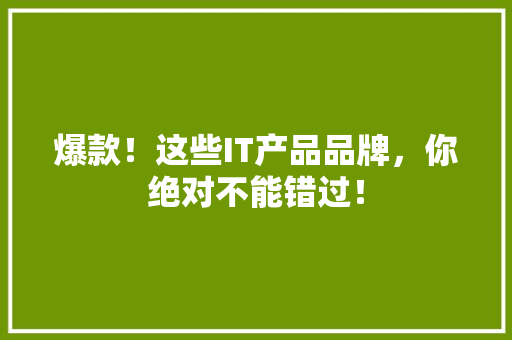 爆款！这些IT产品品牌，你绝对不能错过！ 百度SEO