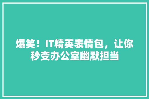 爆笑！IT精英表情包，让你秒变办公室幽默担当 GoogleSEO