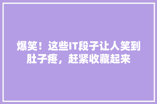 爆笑！这些IT段子让人笑到肚子疼，赶紧收藏起来 必应SEO