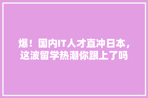 爆！国内IT人才直冲日本，这波留学热潮你跟上了吗