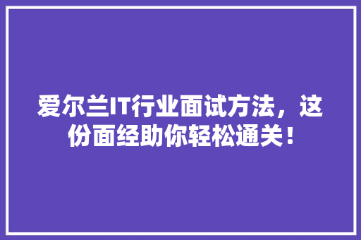 爱尔兰IT行业面试方法，这份面经助你轻松通关！ GoogleSEO