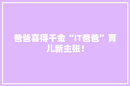 爸爸喜得千金“IT爸爸”育儿新主张！ 神马SEO