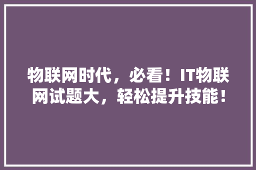 物联网时代，必看！IT物联网试题大，轻松提升技能！
