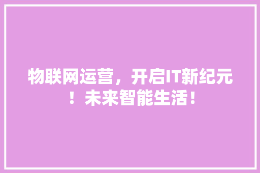物联网运营，开启IT新纪元！未来智能生活！ GoogleSEO