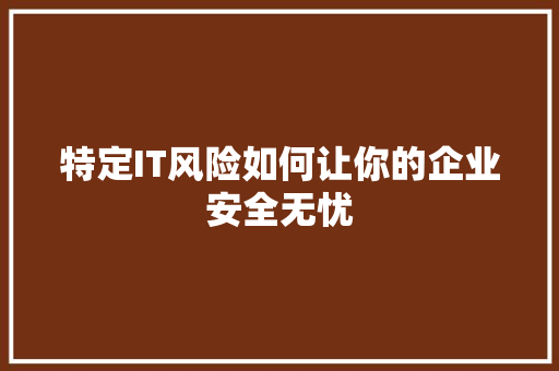 特定IT风险如何让你的企业安全无忧 神马SEO