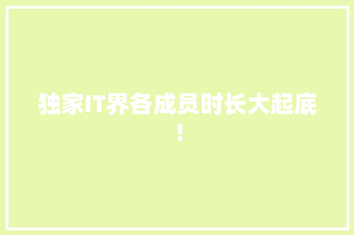 独家IT界各成员时长大起底！ GoogleSEO