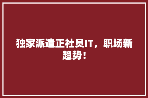 独家派遣正社员IT，职场新趋势！ 百度SEO