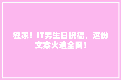 独家！IT男生日祝福，这份文案火遍全网！ 百度SEO
