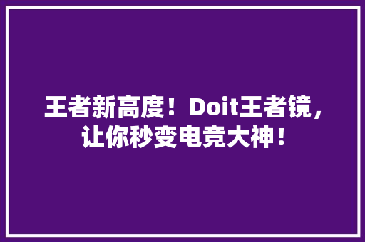 王者新高度！Doit王者镜，让你秒变电竞大神！ GoogleSEO