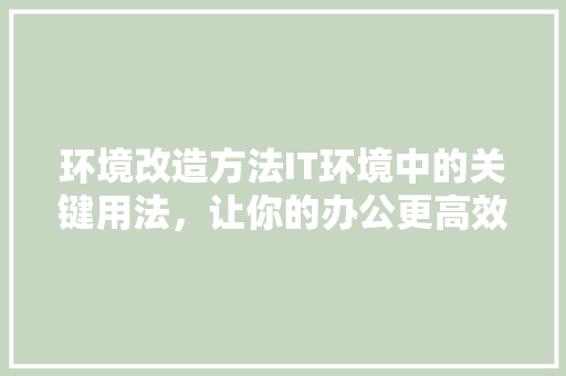 环境改造方法IT环境中的关键用法，让你的办公更高效！ 百度SEO