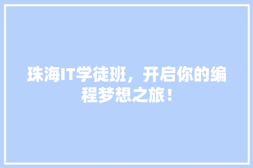 珠海IT学徒班，开启你的编程梦想之旅！ 必应SEO