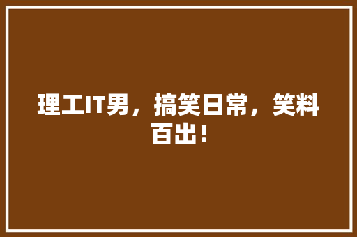 理工IT男，搞笑日常，笑料百出！ 神马SEO