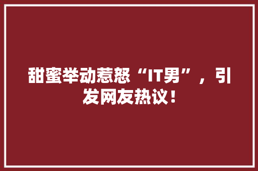 甜蜜举动惹怒“IT男”，引发网友热议！ 必应SEO