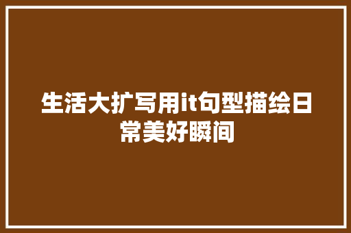 生活大扩写用it句型描绘日常美好瞬间 GoogleSEO