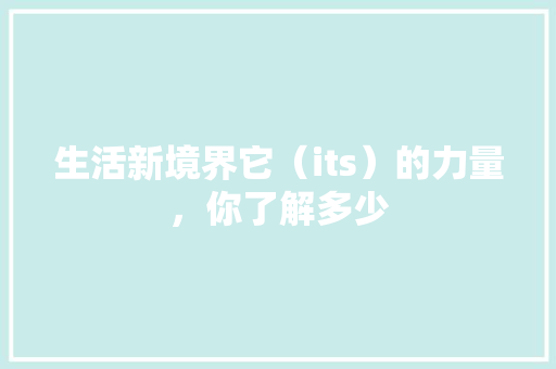 生活新境界它（its）的力量，你了解多少 GoogleSEO