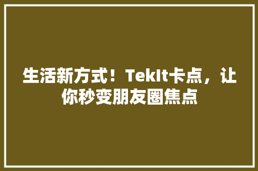 生活新方式！TekIt卡点，让你秒变朋友圈焦点 GoogleSEO