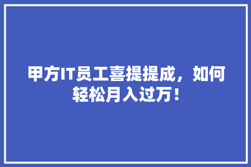 甲方IT员工喜提提成，如何轻松月入过万！ 必应SEO