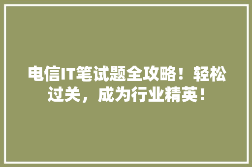 电信IT笔试题全攻略！轻松过关，成为行业精英！ GoogleSEO